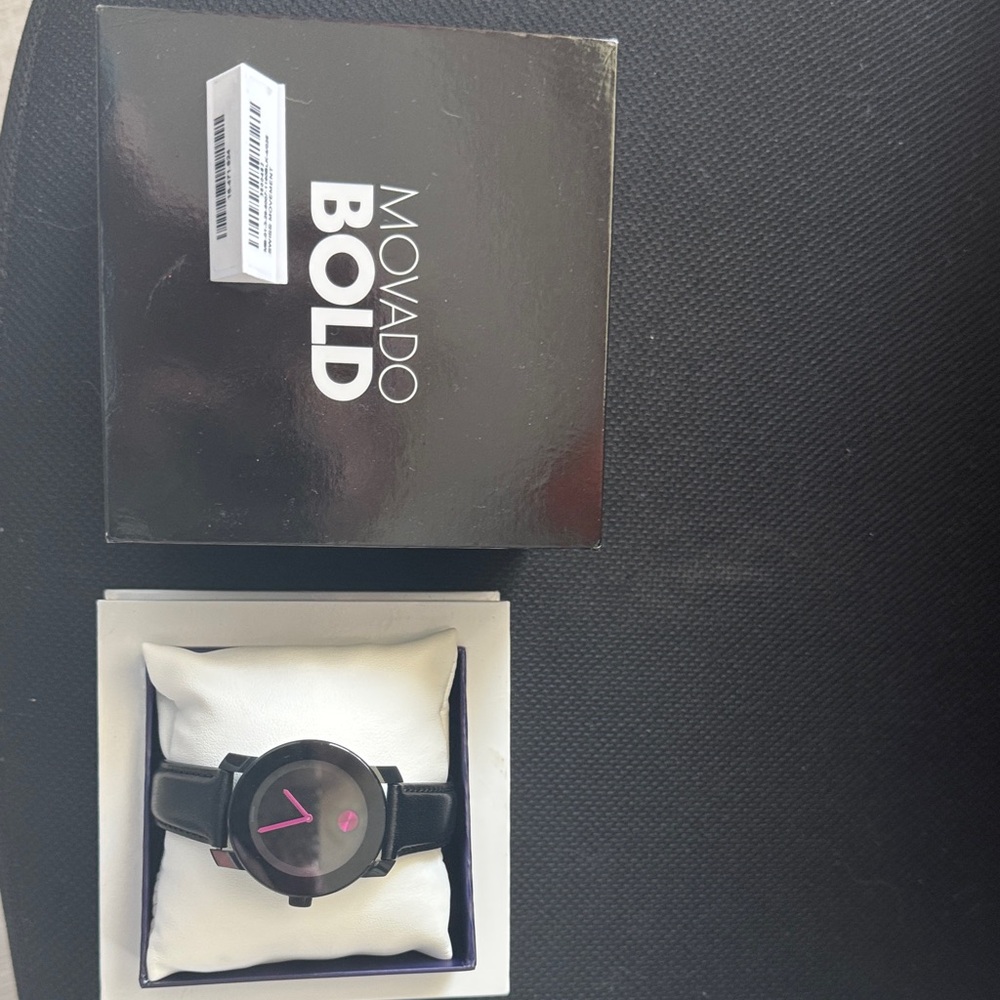 Movado Bold Black and Pink Watch
